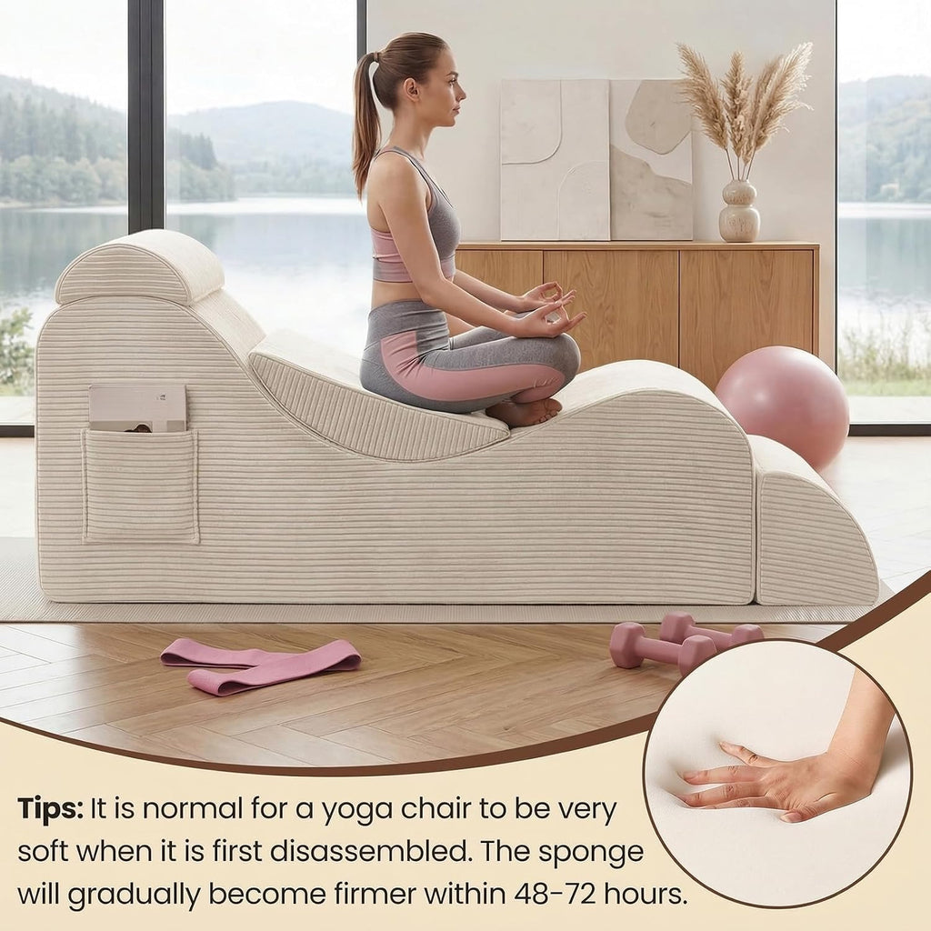 Beige Foam Ergonomic Yoga Lounge Chaise Chair