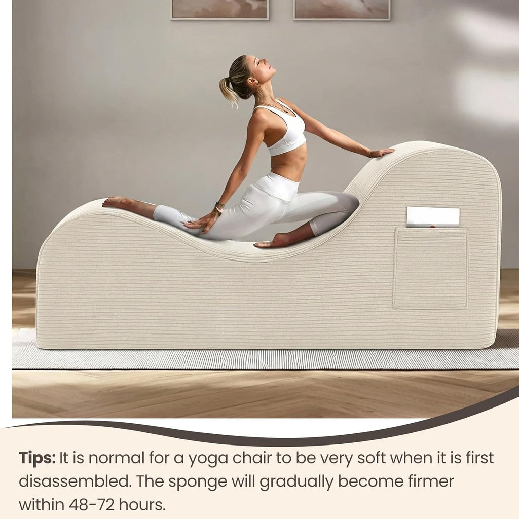 Beige Ergonomic Yoga Lounge Chaise Chair