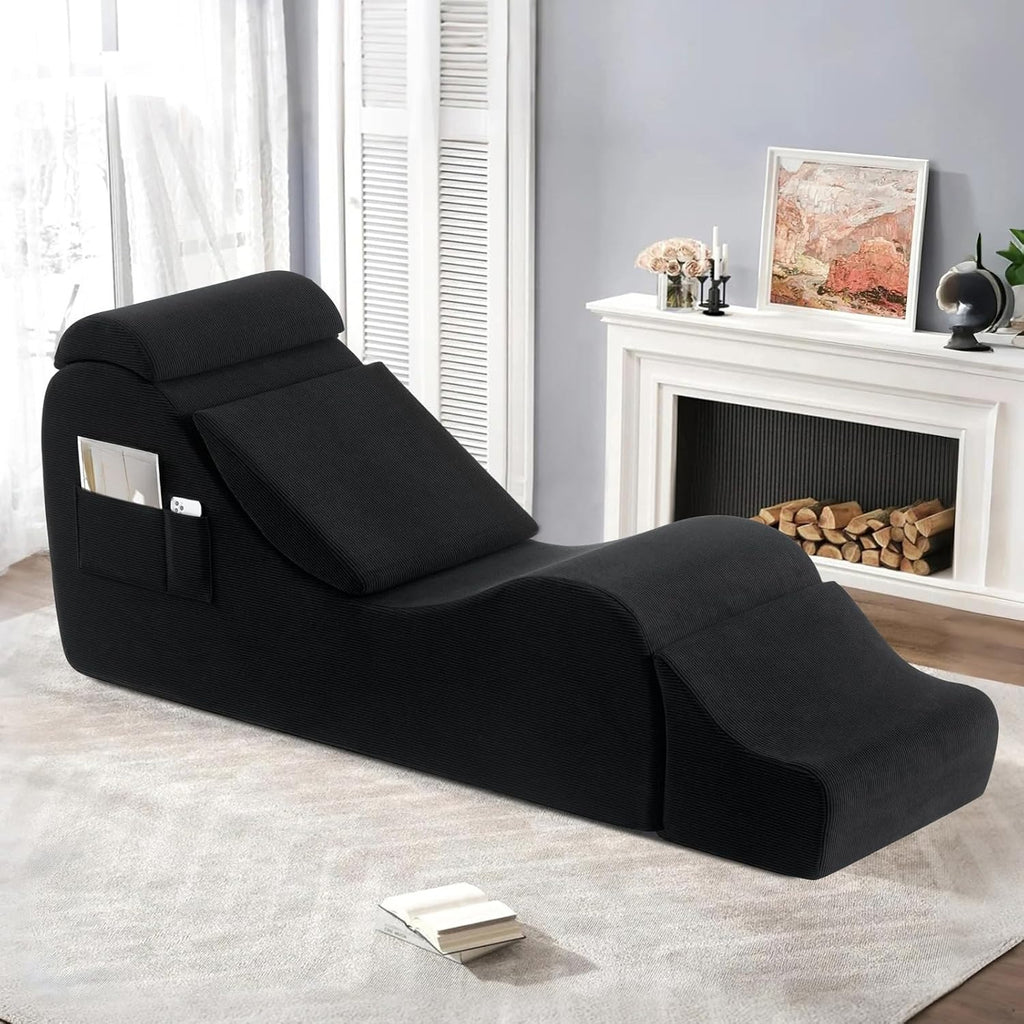 Black Ergonomic Yoga Lounge Chaise Chair