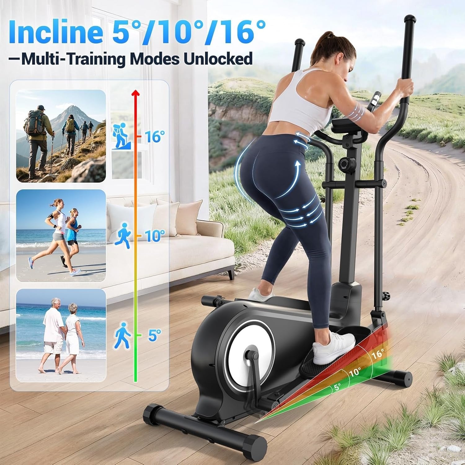 16‑Level Silent Home Elliptical Trainer