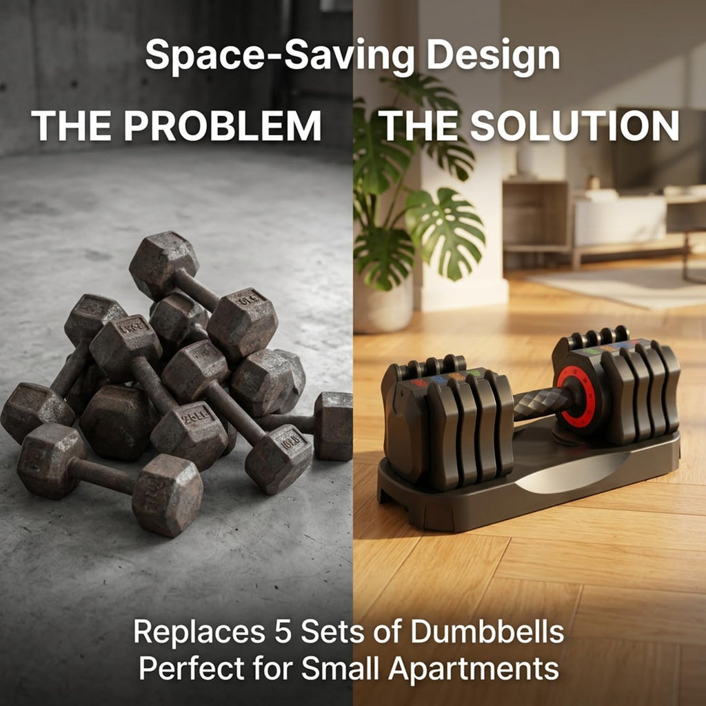 25‑Lb Adjustable Dumbbell Set With Stand