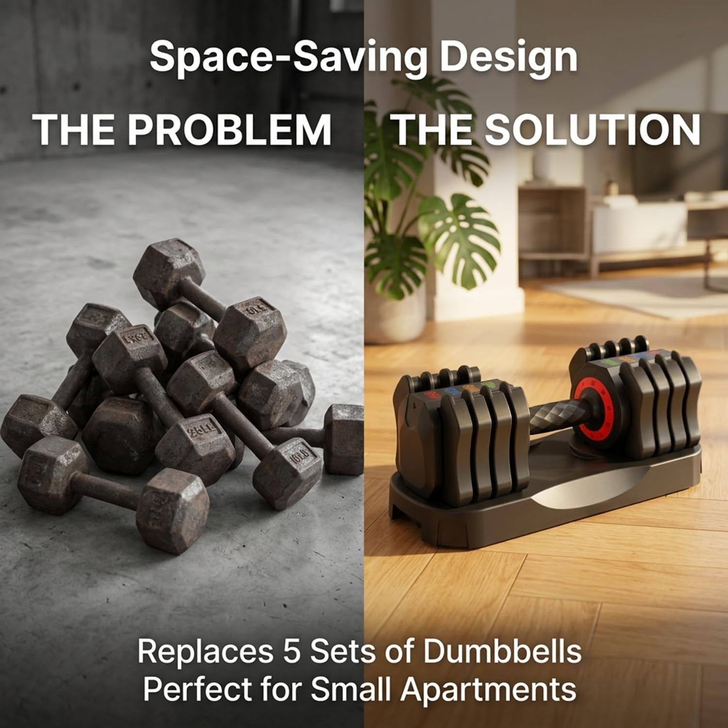 25‑Lb Adjustable Dumbbell Set With Stand