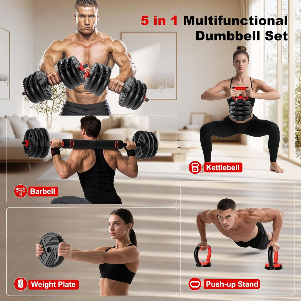 5‑In‑1 Multi‑Weight Adjustable Dumbbell Set