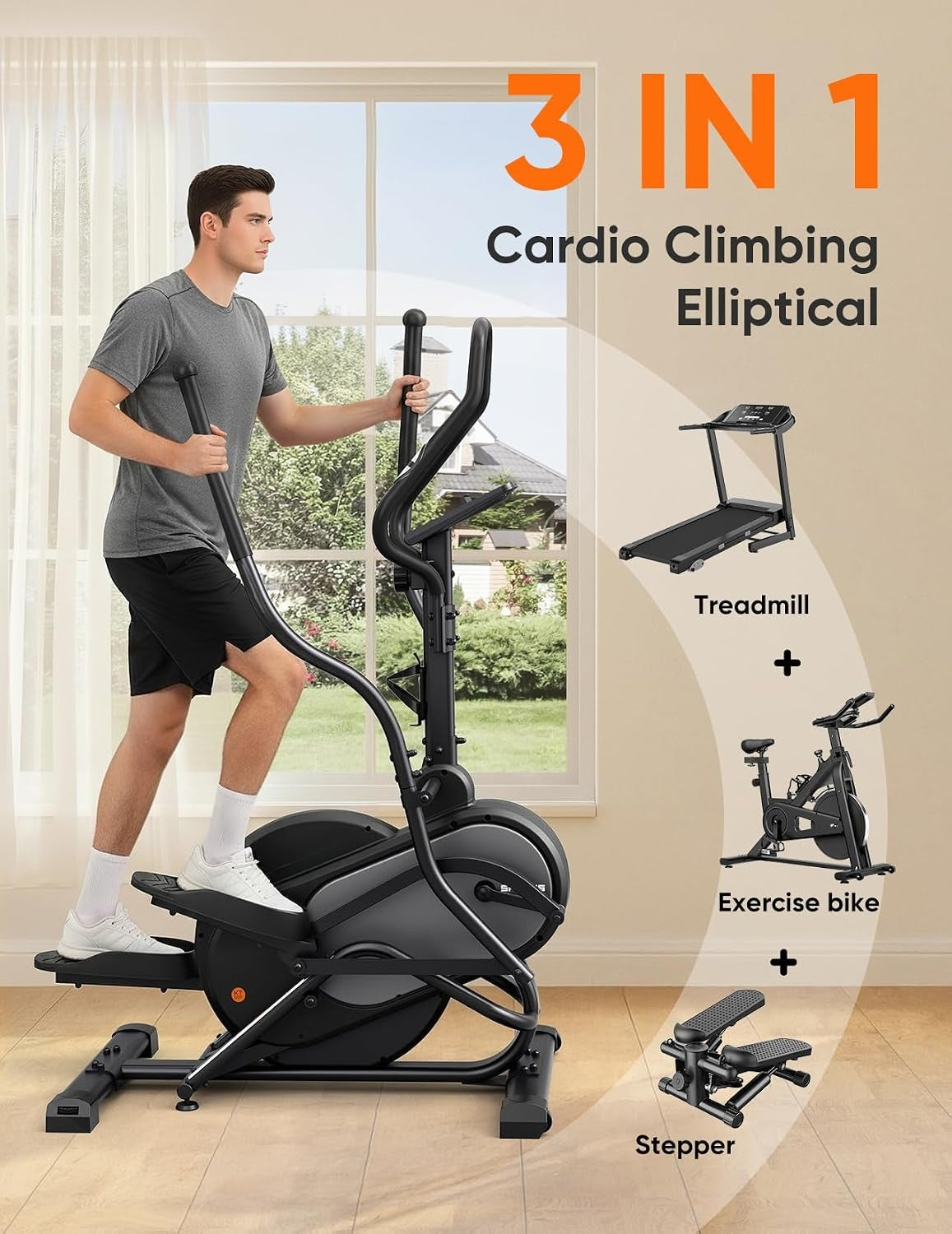 3‑In‑1 Cardio Climber Elliptical Machine
