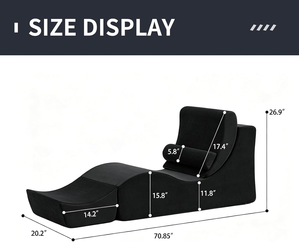 Black Convertible Ergonomic Yoga Lounge Chair