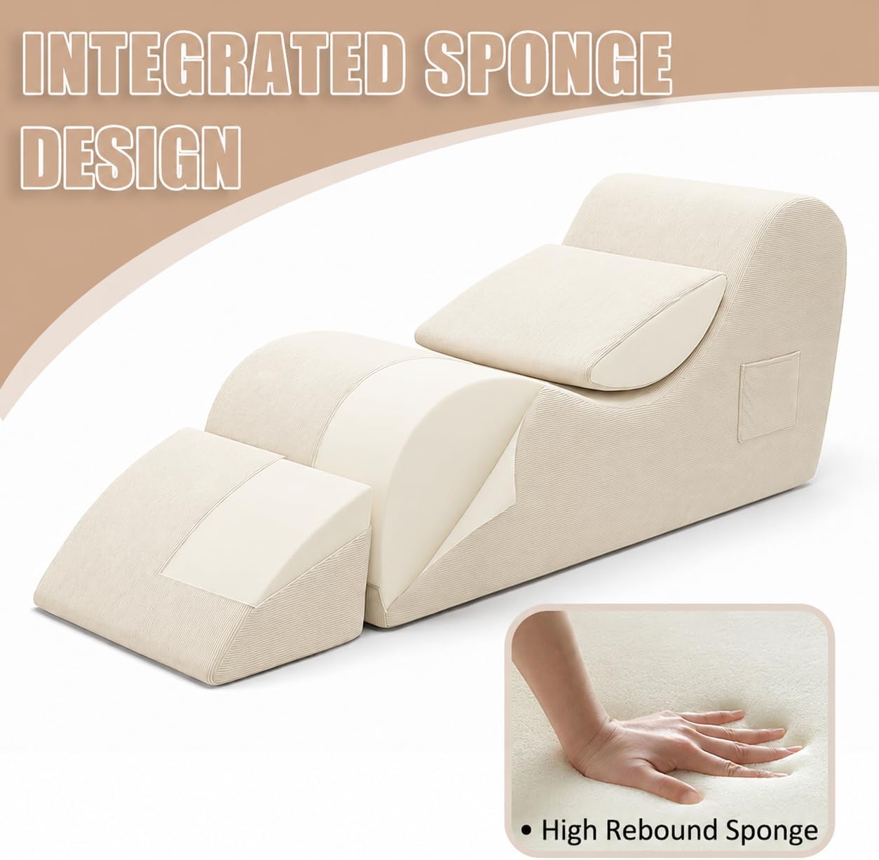 White Ergonomic Memory Foam Yoga Chaise Lounge