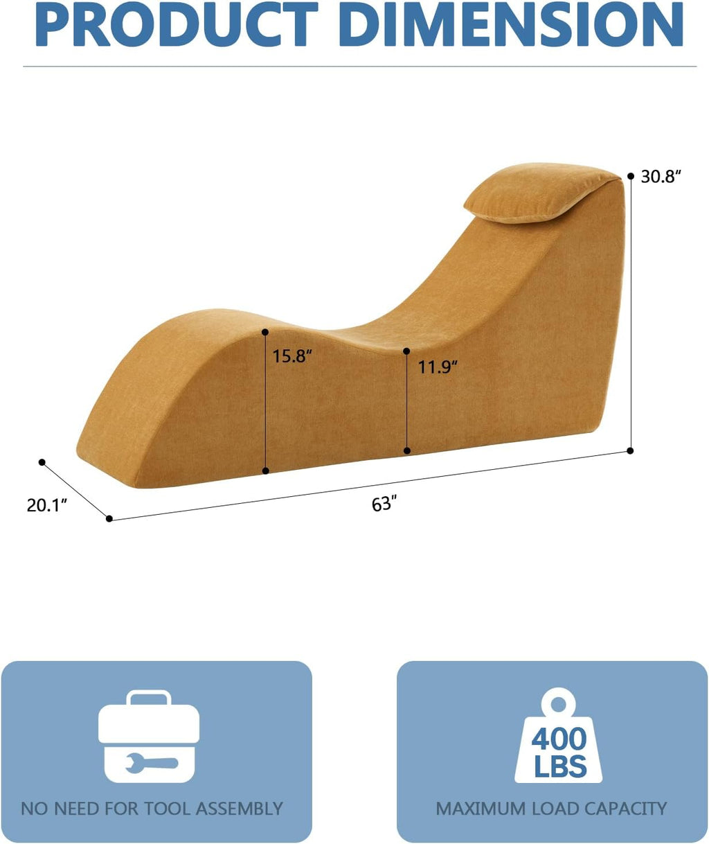 Yellow Ergonomic Yoga Lounge Chaise Chair