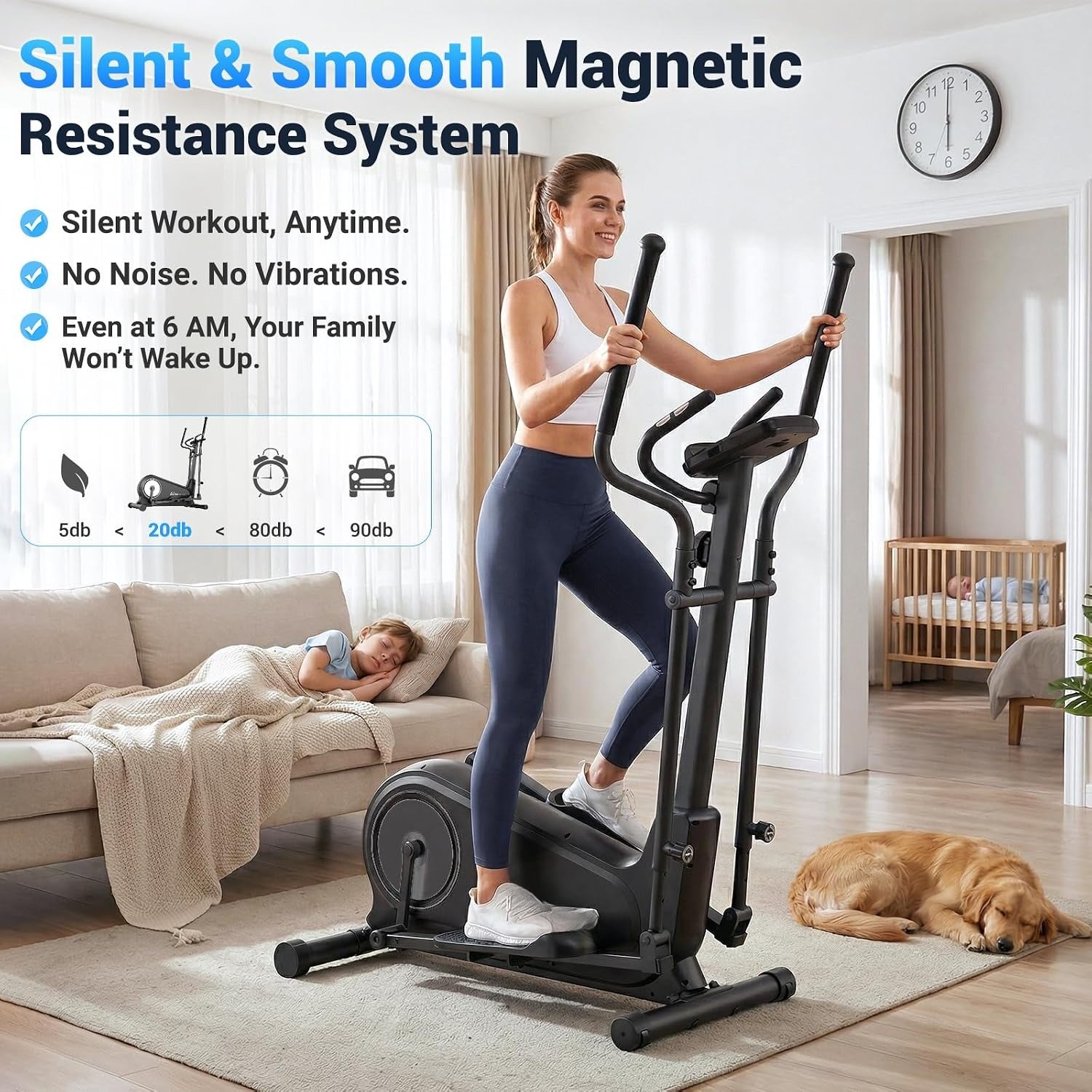 Foldable 16‑Inch Stride Elliptical Trainer