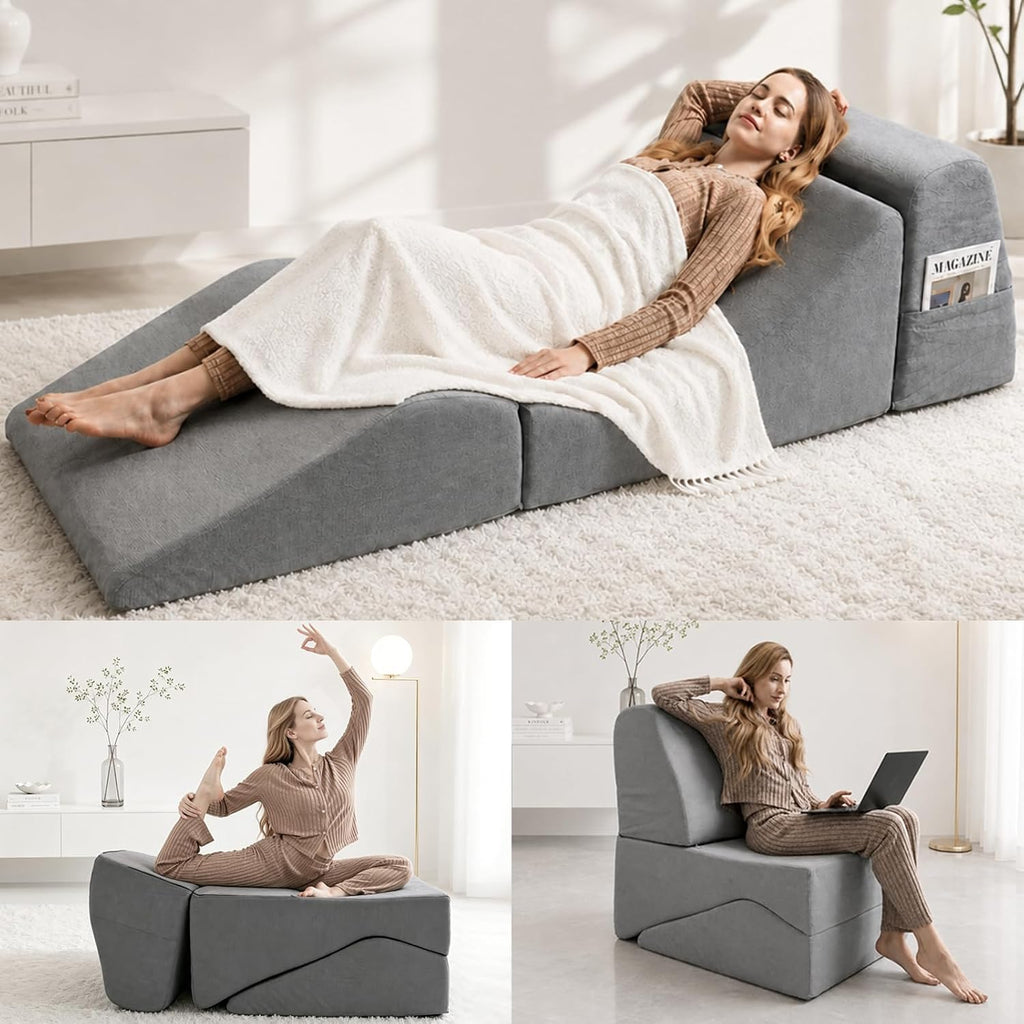 3‑In‑1 Corduroy Convertible Indoor Chaise Lounge
