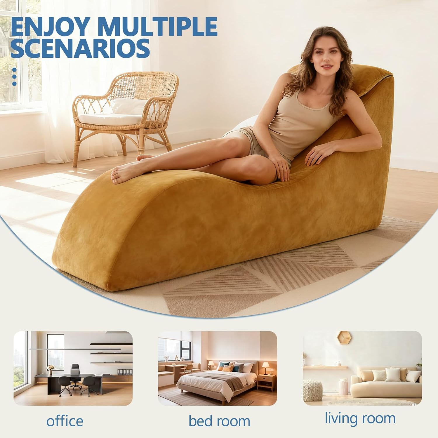 Yellow Ergonomic Yoga Lounge Chaise Chair