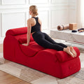 Red Chenille Indoor Yoga Chaise Lounge Chair
