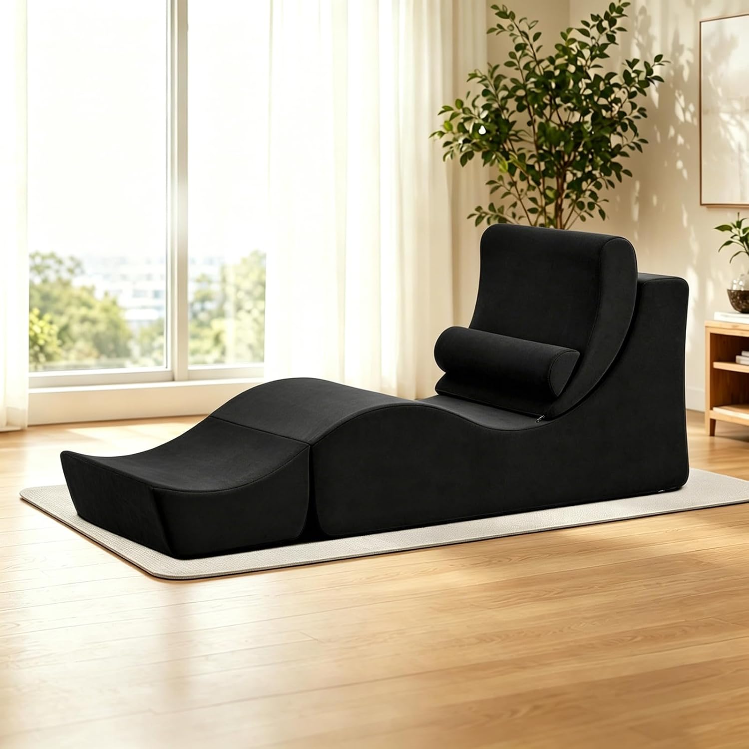Black Convertible Ergonomic Yoga Lounge Chair