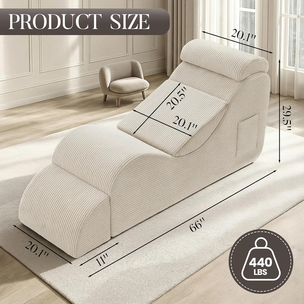 Beige Ergonomic Yoga Lounge Chaise Chair