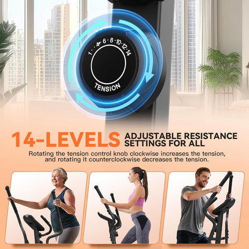 14‑Level Magnetic Home Elliptical Trainer
