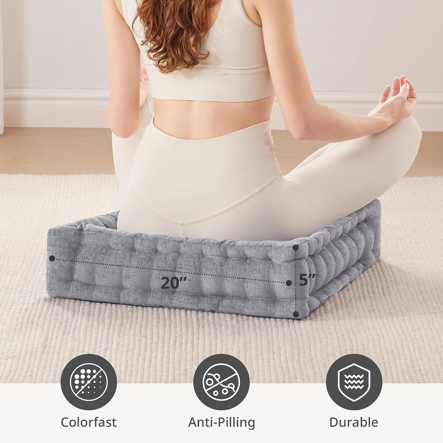 Intelligent Design Grey Square Floor Pillow