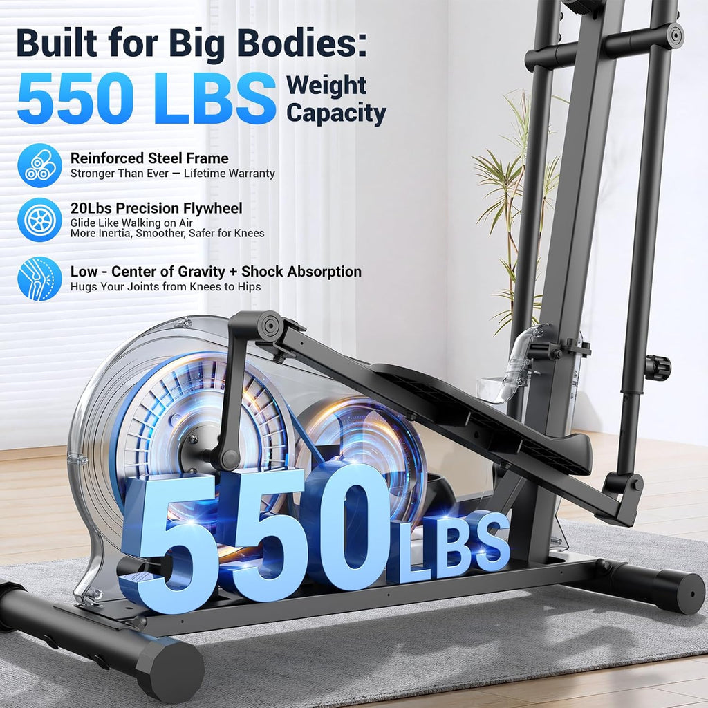 Foldable 16‑Inch Stride Elliptical Trainer