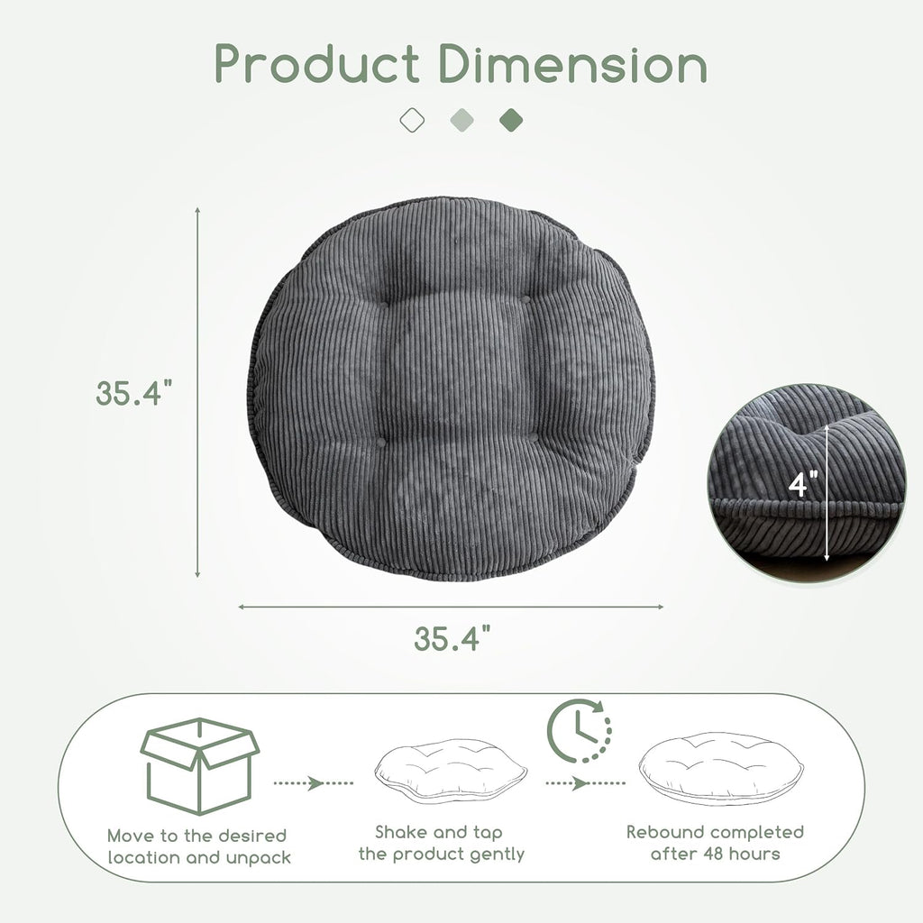 35" Round Corduroy Floor Meditation Cushion