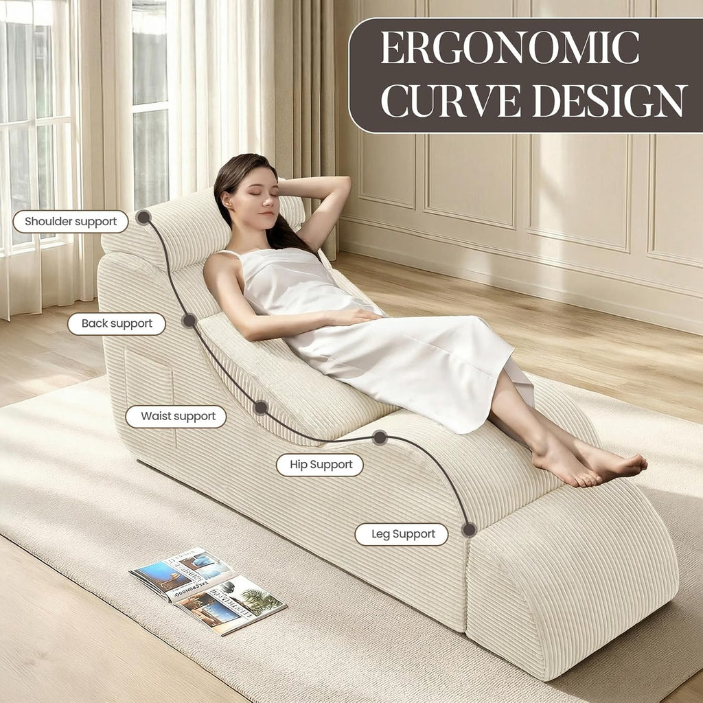 Beige Ergonomic Yoga Lounge Chaise Chair