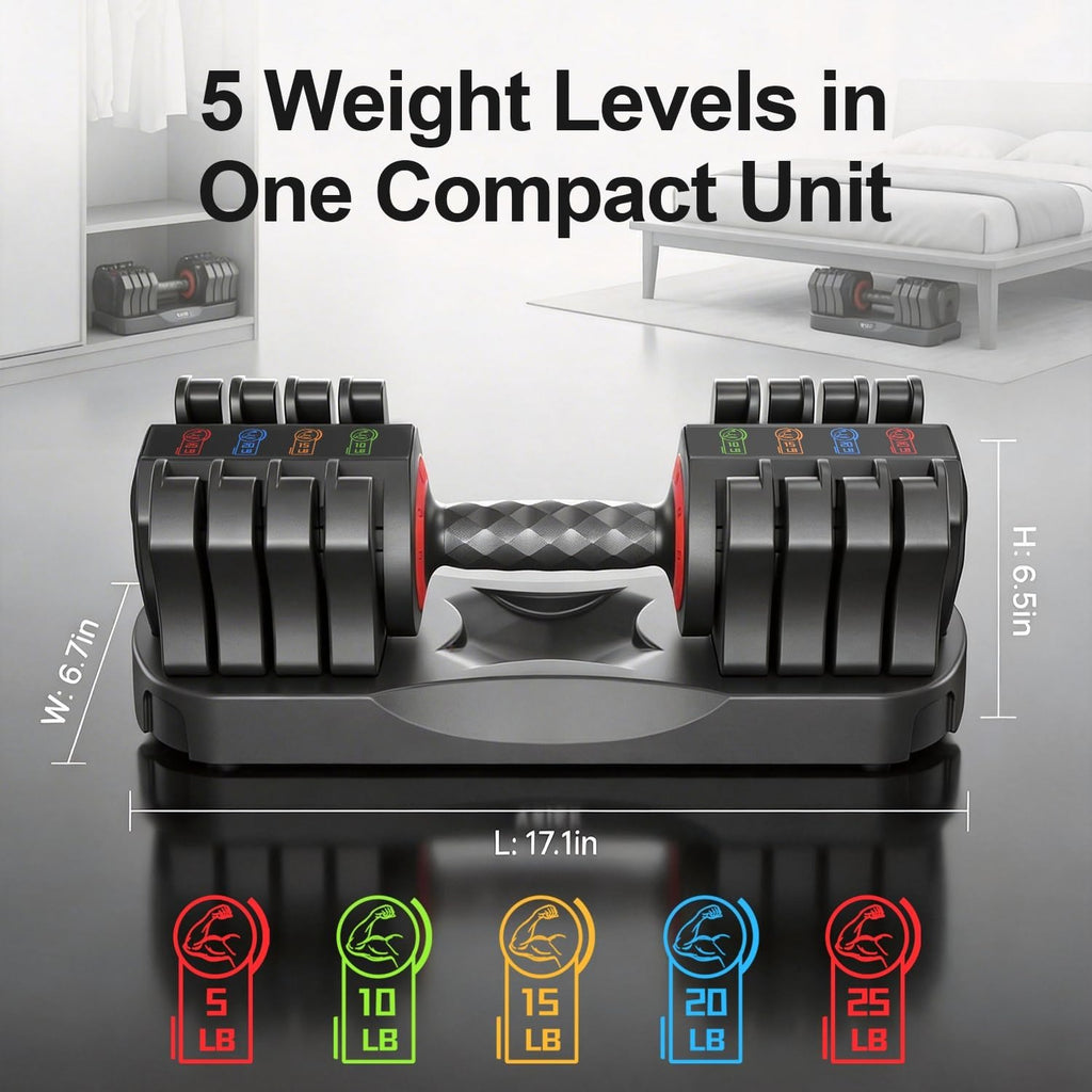 25‑Lb Adjustable Dumbbell Set With Stand