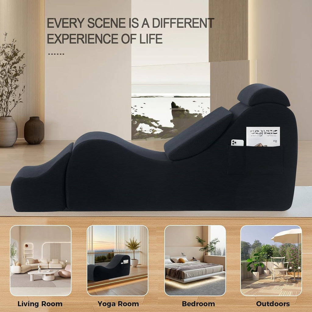 Black Ergonomic Yoga Lounge Chaise Chair