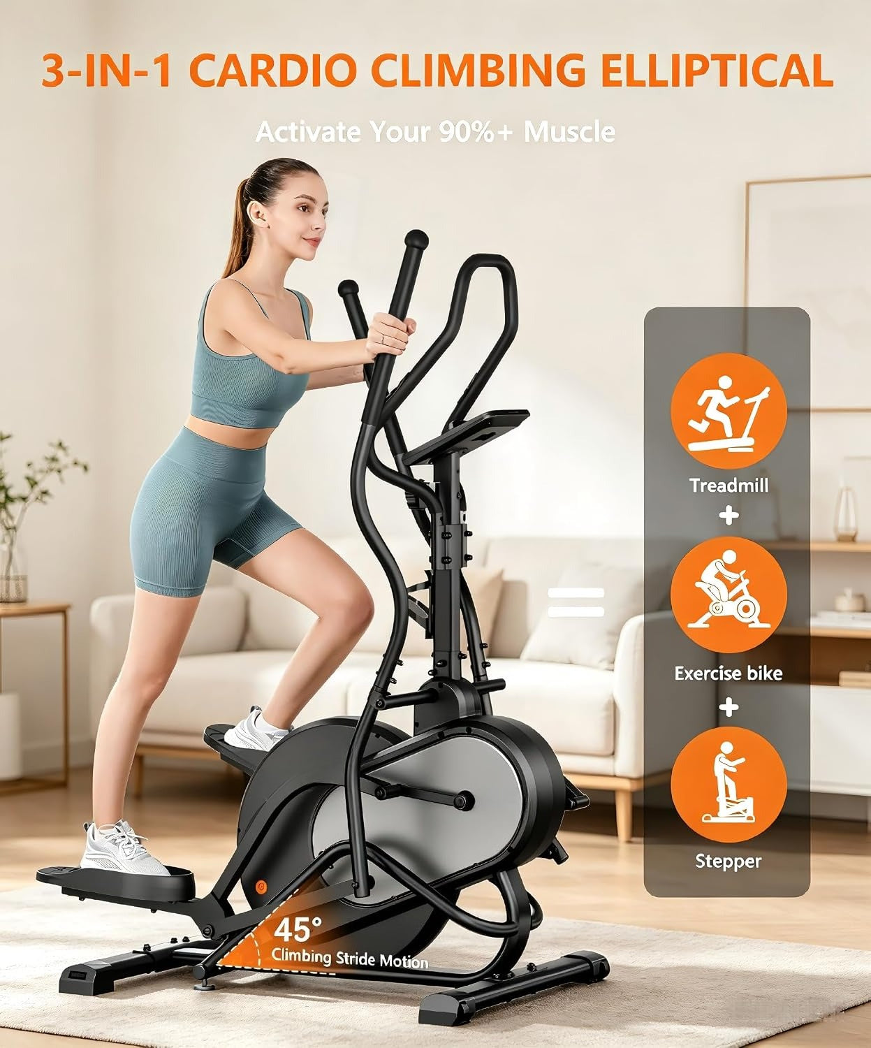 16‑Resistance Cardio Climber Elliptical Machine