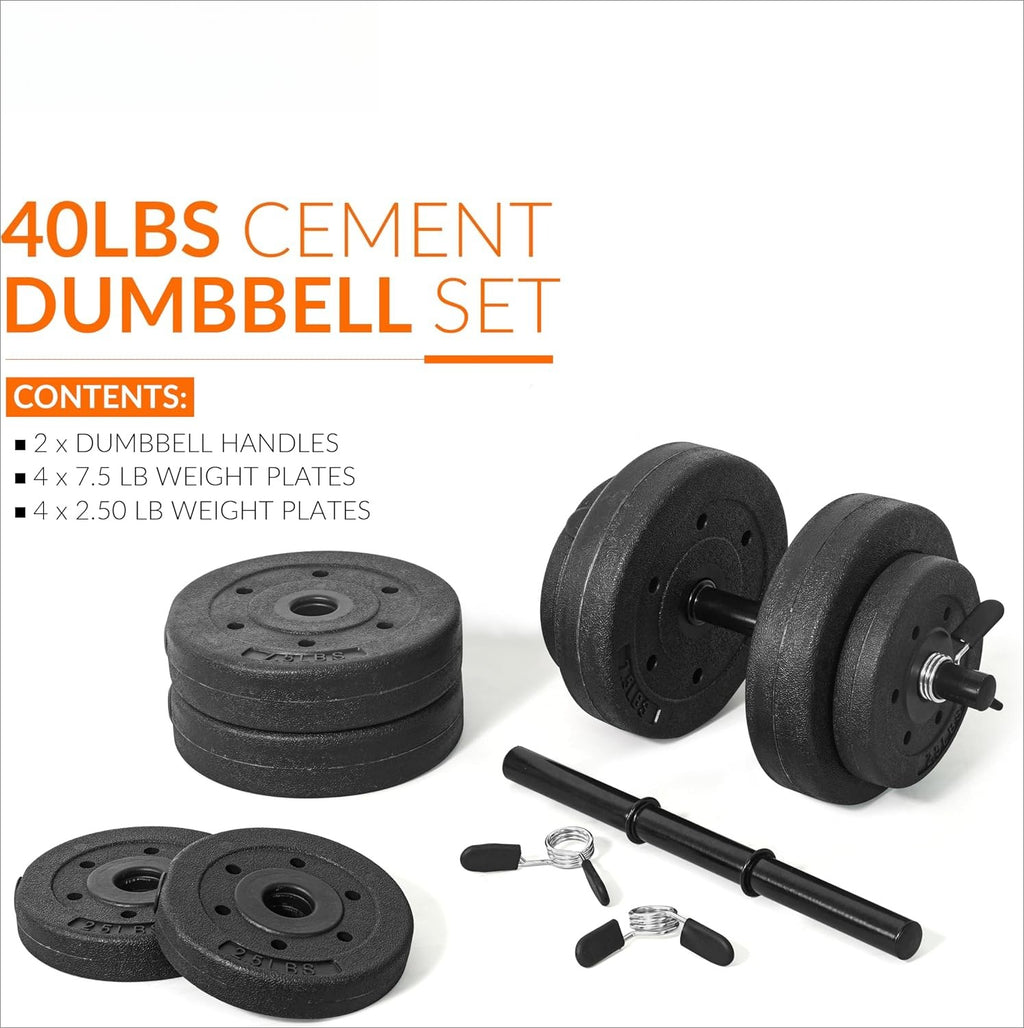 Barbell 40‑Lb Cement Adjustable Dumbbell Set