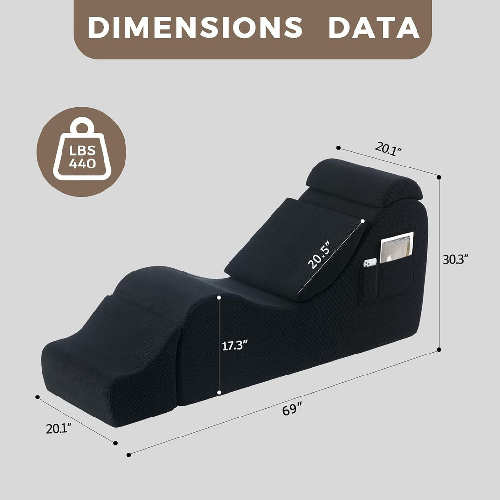 Black Ergonomic Yoga Lounge Chaise Chair