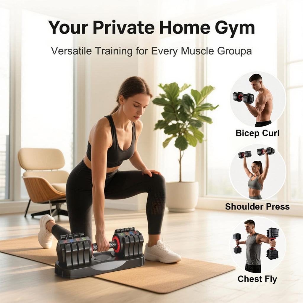 25‑Lb Adjustable Dumbbell Set With Stand