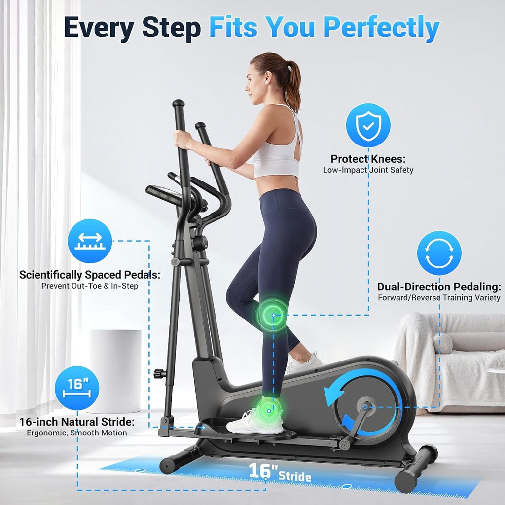 Foldable 16‑Inch Stride Elliptical Trainer